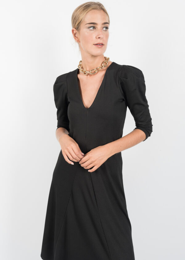 vestido canale escote pico-negro-l