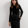 falda midi botones-negro-xl