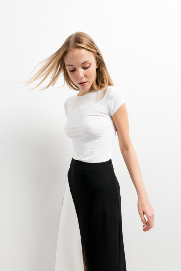 falda midi color block-negro-xl