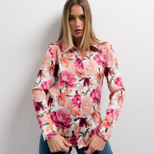 camisa estampada satinada-celeste-l