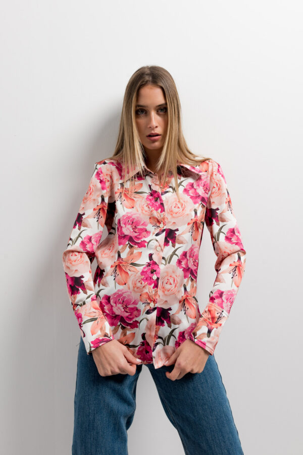 camisa estampada satinada-celeste-l