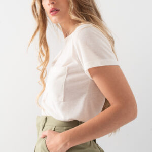 camiseta con lino-beige-xl