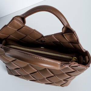 bolso efecto piel trenzado-marron-u