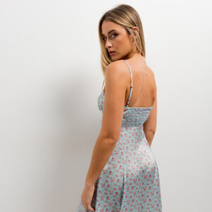 Vestido Satinado Estampado Floral