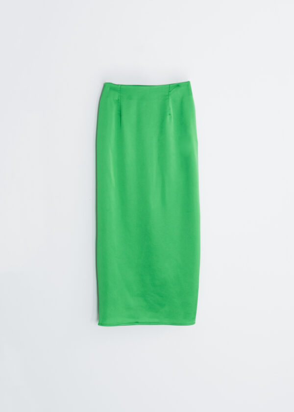 falda midi satinada nudo-verde-xl