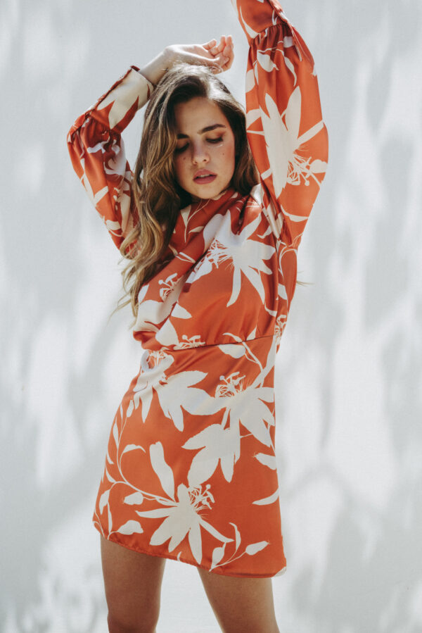 vestido satinado estampado-naranja-xl