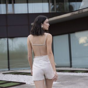 Falda Mini Con Lino