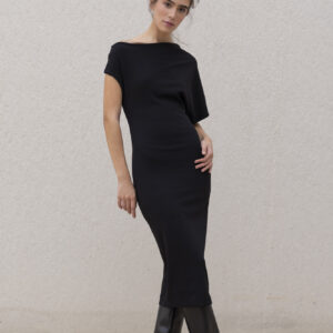 vestido midi asimetrico-negro-xl