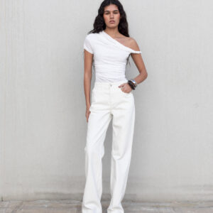 Jeans Wide Leg Tiro Medio Full Length