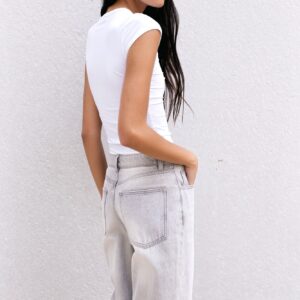 Jeans Wide Leg Tiro Medio Full Length