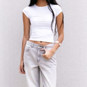 Jeans Wide Leg Tiro Medio Full Length