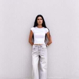 Jeans Wide Leg Tiro Medio Full Length